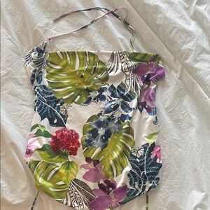 Guess Tropical Floral Bodysuit - White, Green, Purple